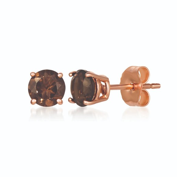 Le Vian Earrings featuring Chocolate Quartz Strawberry Gold - Picture 1 of 1